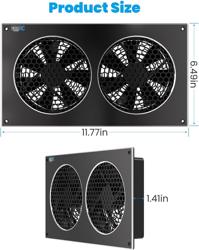 AITECAC 12-Inch Exhaust Fan with Variable Speed Controller, Quiet Operation, 104CFM, Compact, Indoor, Wall Mount, Manual Control, Powder Coated, Cabinet Fan - Image 5